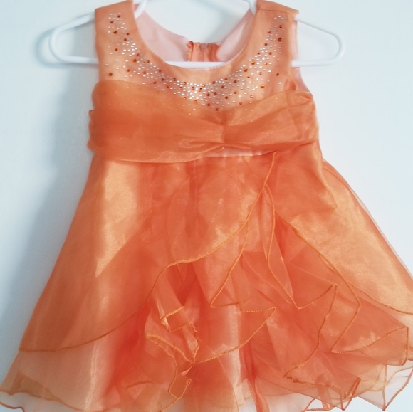 Coral Formal Dress with Rhinestones - Picture 2 of 16